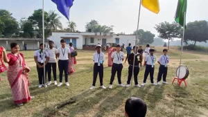 Athelets Standing Beneath the Flags
