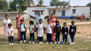 honorable Principal  Motivating Students on the sports day 